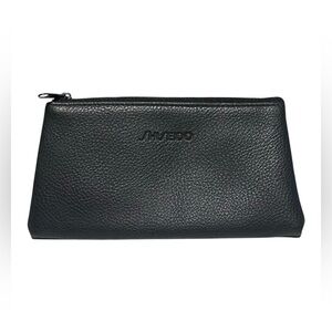 Shiseido Cosmetic Travel Bag 
Small Black Faux Leather
7” x 4”